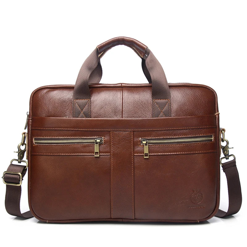 SCHLATUM Genuine Leather Briefcases Hard For Men 15.6 Inch Office Bussiness Comp - Back View