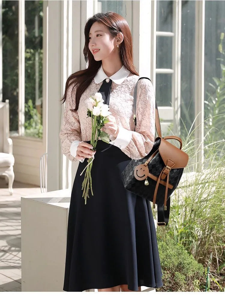 Women Backpack Soft Pu Leather Black Casual Multifunctional College Bag Capacity - View 8