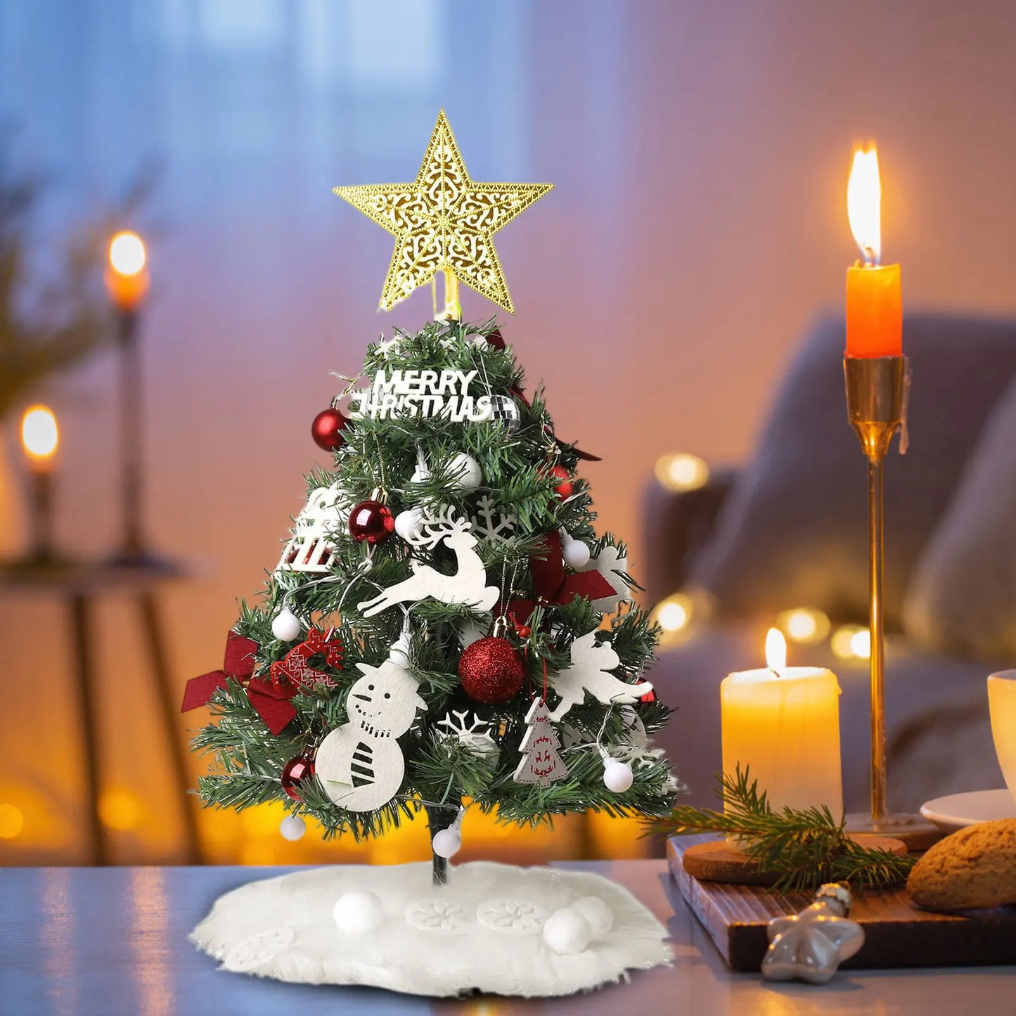 Christmas Tree Set Christmas Decor With Lights Desktop Mini Christmas - Side View