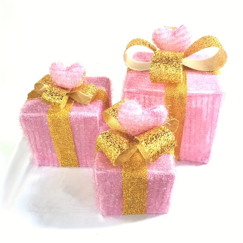 3pcs Christmas Gift Box Christmas Decor Luminous Bow Holi... - Additional View 1