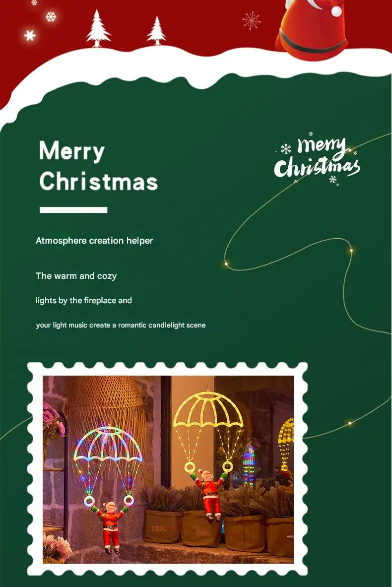 Christmas Parachute Light with Santa Claus 8 Mode Hanging Xmas Lamp fo - Alternative Angle