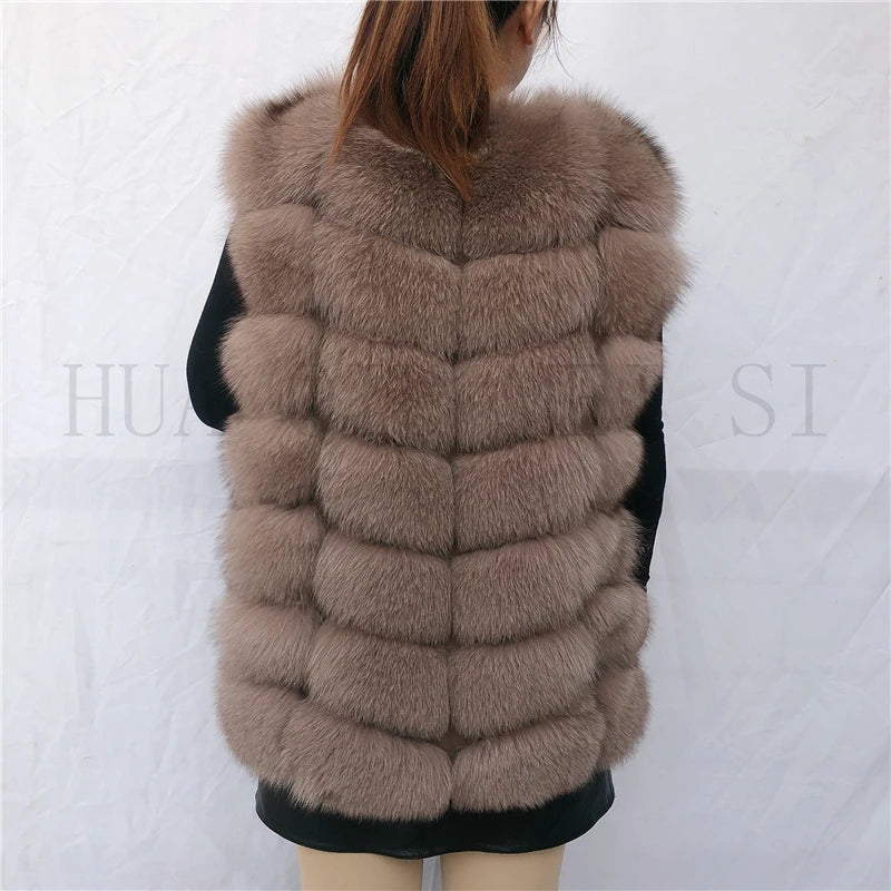 Natural fox fur vest ladies winter autumn coat warm vest made of natural fur wom - View 43