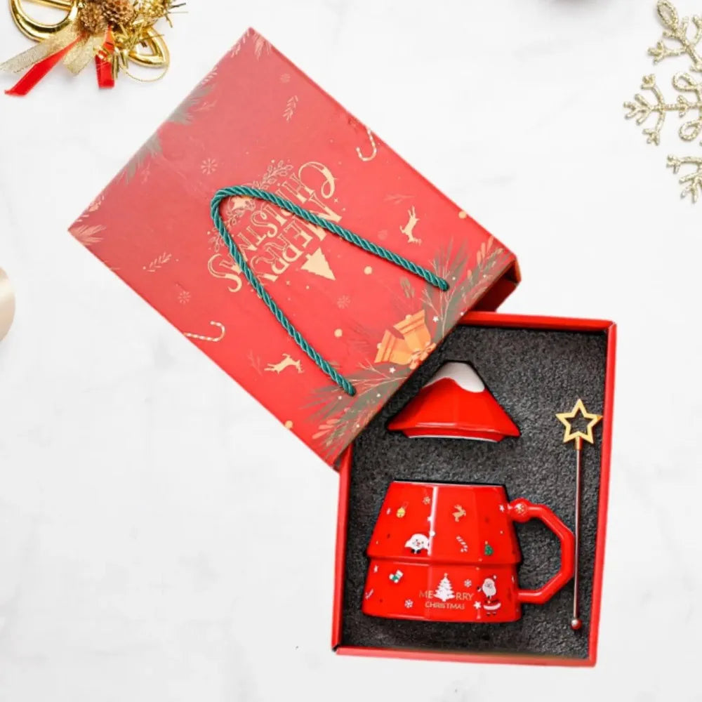 Christmas Tree Mug Ceramic Xmas Cup Funny Morning Drinkware Holiday Co - Side View