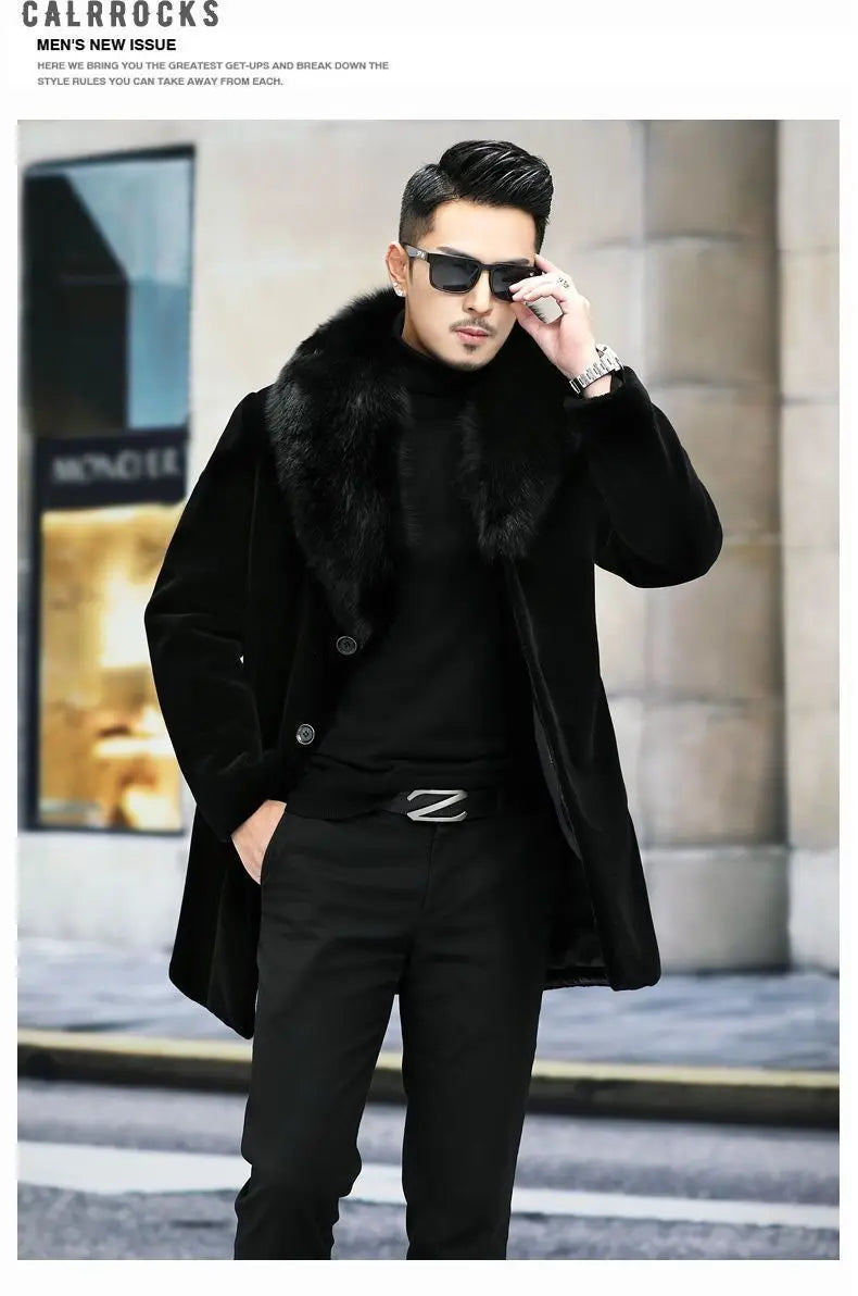New fur coat with wide collar, whole mink winter thickened, long imitation mink - View 14