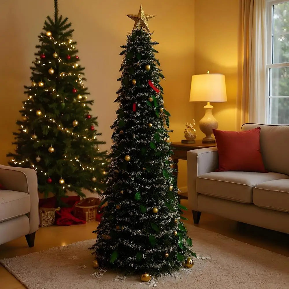 Christmas Tree 5 Ft Festival Ornament Faux Foldable Christmas Tree Chr - Color Variant