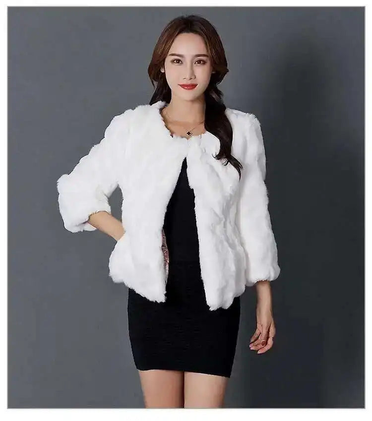 Real Rabbit Fur Coat Women Winter Jacket Short Loose Size Thick Warm Fluffy Coat - View 27