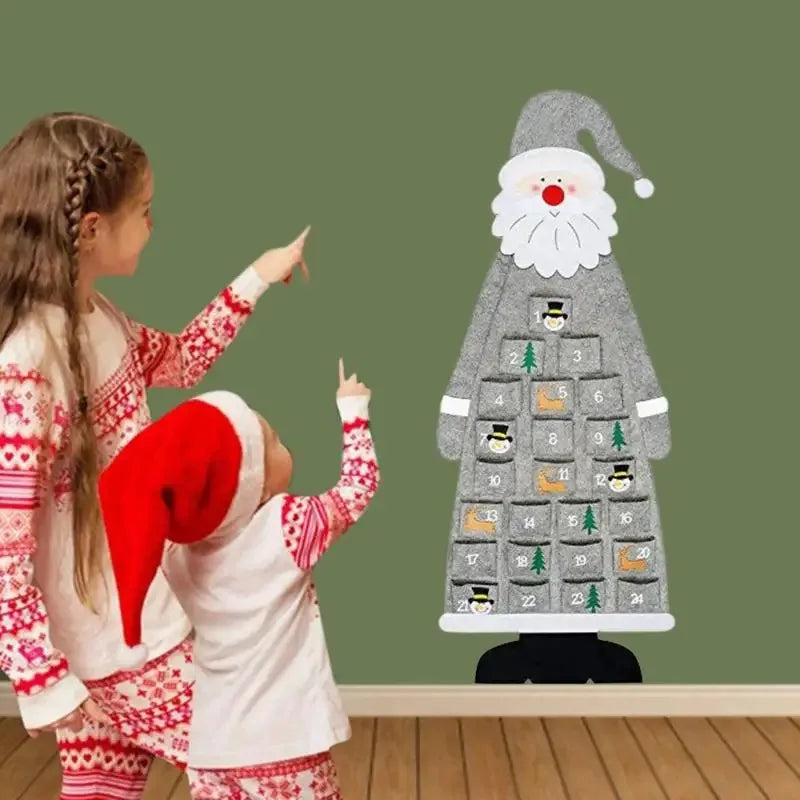 Christmas Felt Tree Advent Calendar Countdown Wall Hanging Festive Dec - Side View