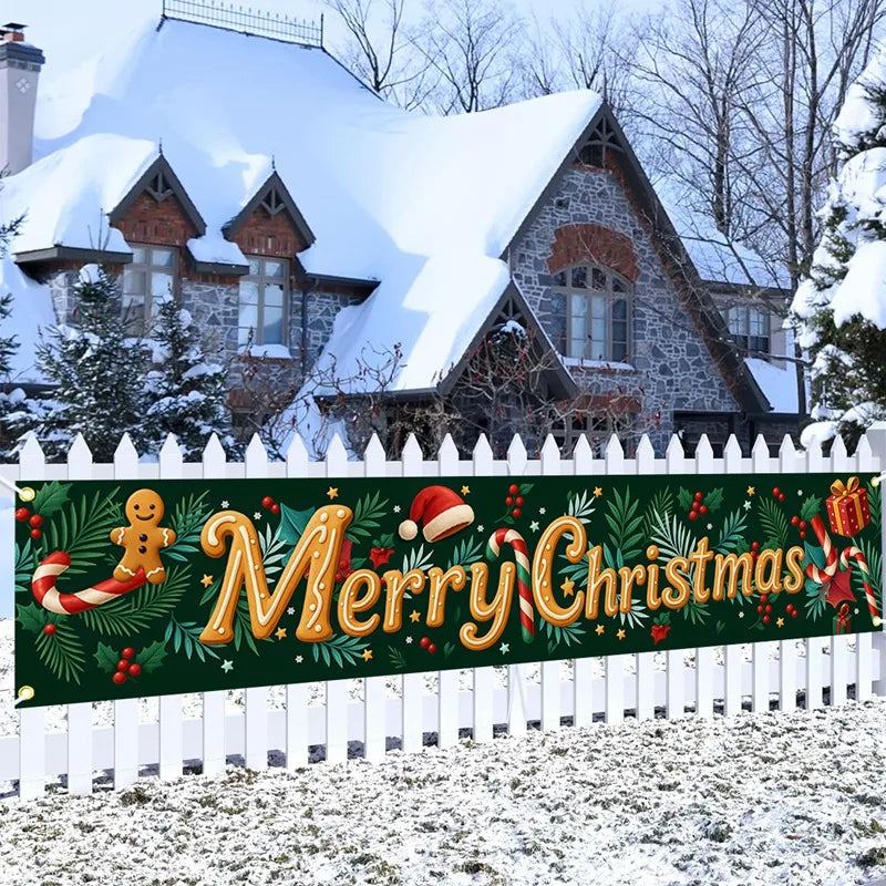 Christmas Outdoor Banner Merry Christmas Decorations For Home 2025 Out - Back View