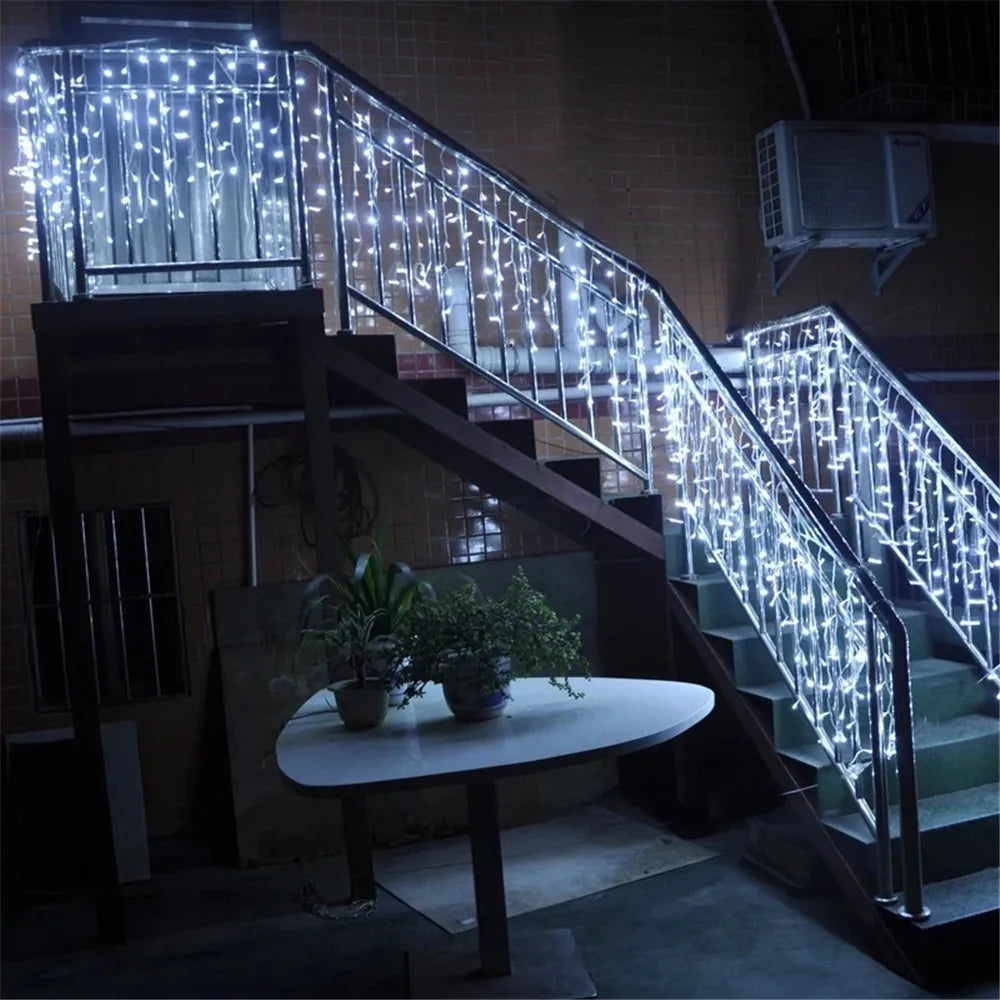 Christmas Lights Waterfall Outdoor Decoration 5M Droop 0.4-0.6m Led Li - Back View