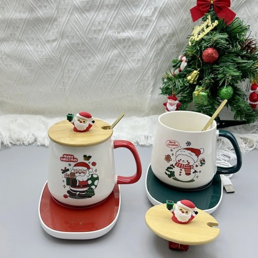 New Merry Christmas Gifts Kit Wooden Lid Santa Claus Pattern Ceramic Mug Snowman - View 10