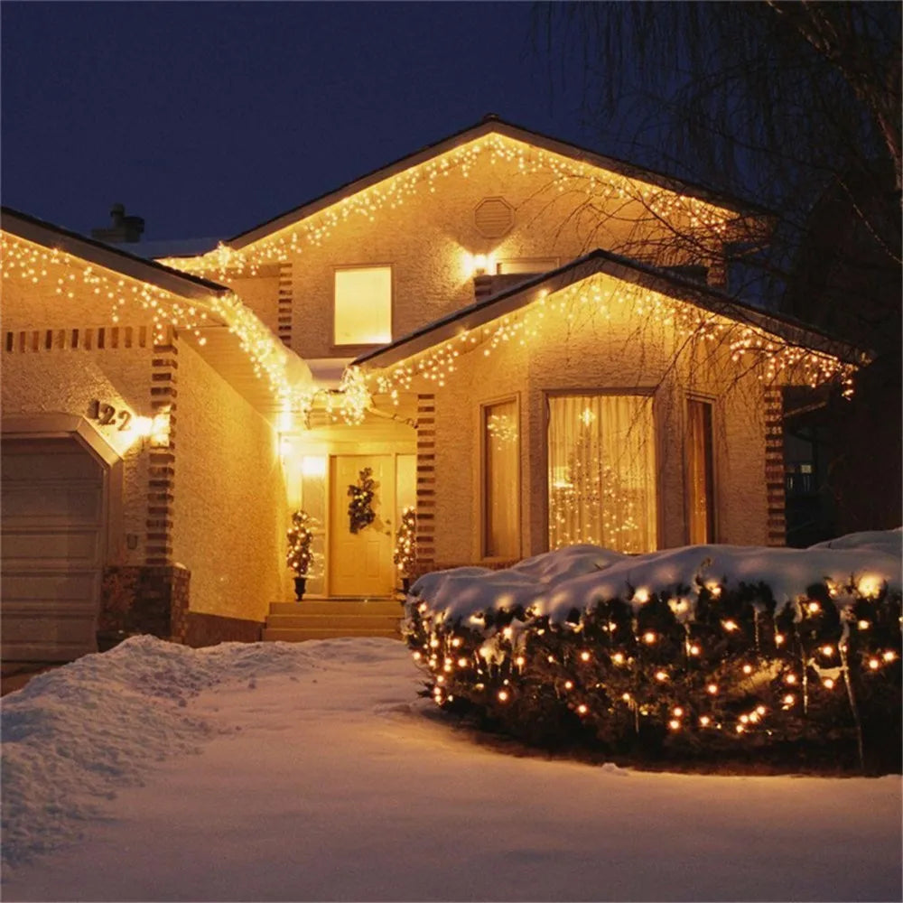 Christmas Lights Waterfall Outdoor Decoration 5M Droop 0.4-0.6m Led Li - Lifestyle View
