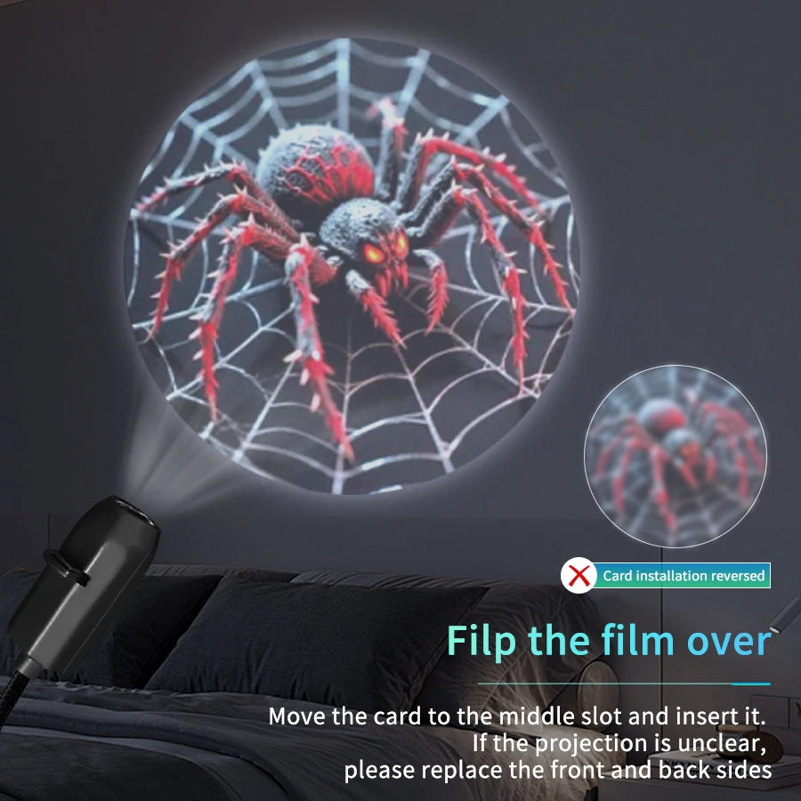 Christmas Halloween Led Projection Lamp Pumpkin Night Light Ceiling Wa - Detail View