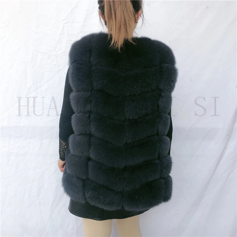 Natural fox fur vest ladies winter autumn coat warm vest made of natural fur wom - View 38