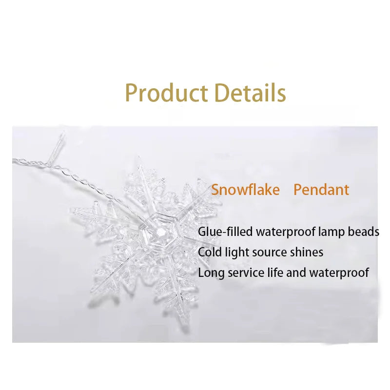 Christmas Light 3.5m Led Snowflake Garland Curtain String Fairy Lights - Assembly Detail