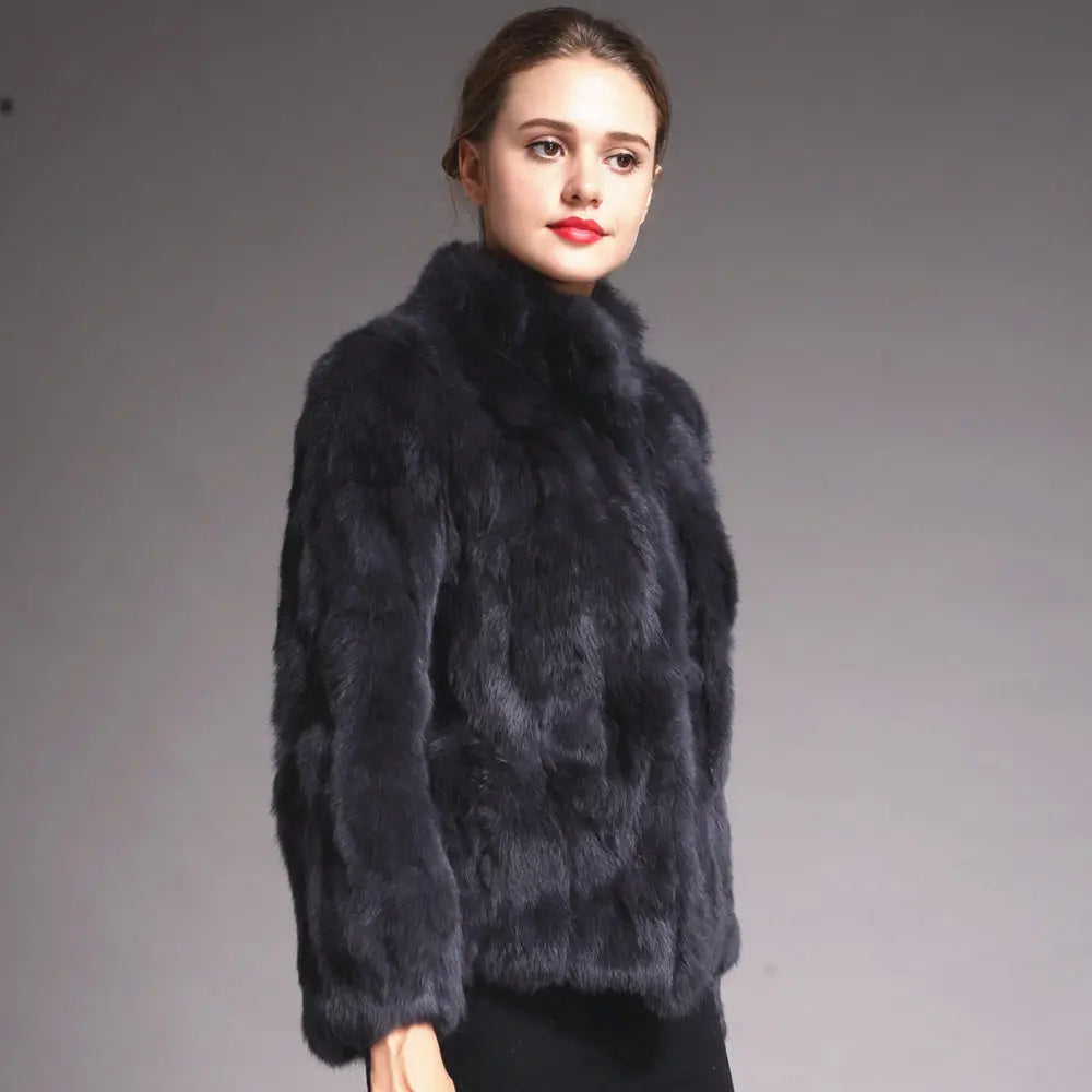Fancy Rani Natural Rabbit Fur Coat Women Winter Jacket Real Leather And Fur Wome - View 4