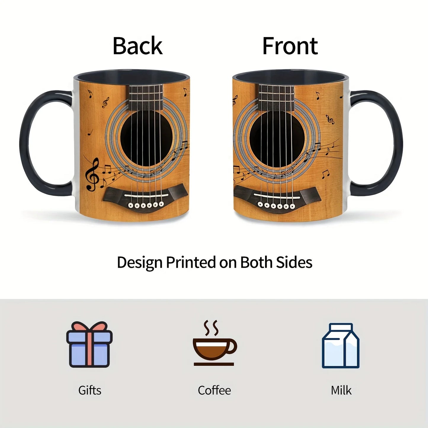 Guitar Lovers Ceramic Mug Musical Notes Novelty Cups Gift for Music Lovers Frien - View 10