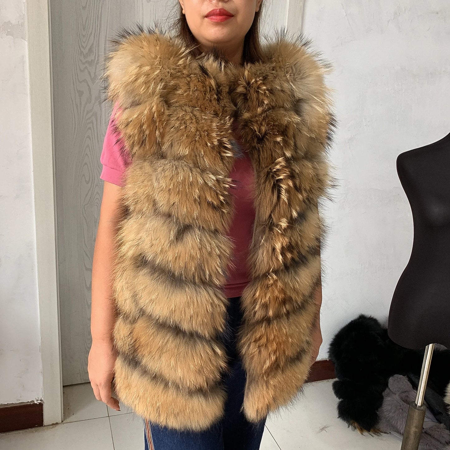Natural fox fur vest ladies winter autumn coat warm vest made of natural fur wom - View 20
