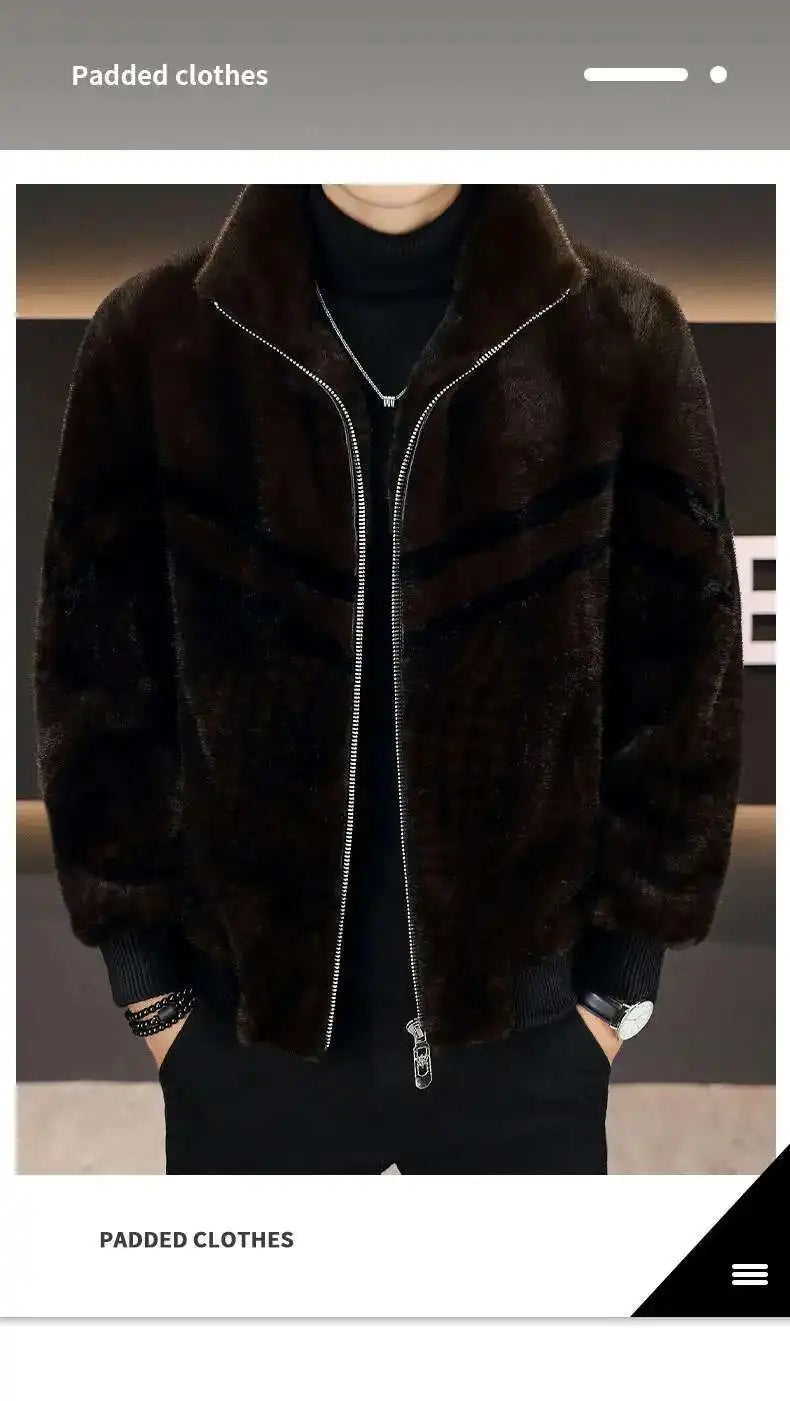 High Quality Gold Mink Fur Thick Woolen Fur Jacket Jaqueta De Couro Masculina Wi - View 7