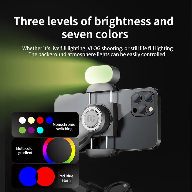 AOCHUAN 3-Axis Handheld Gimbal Stabilizer for Smartphone with Fill Lig - Detail View