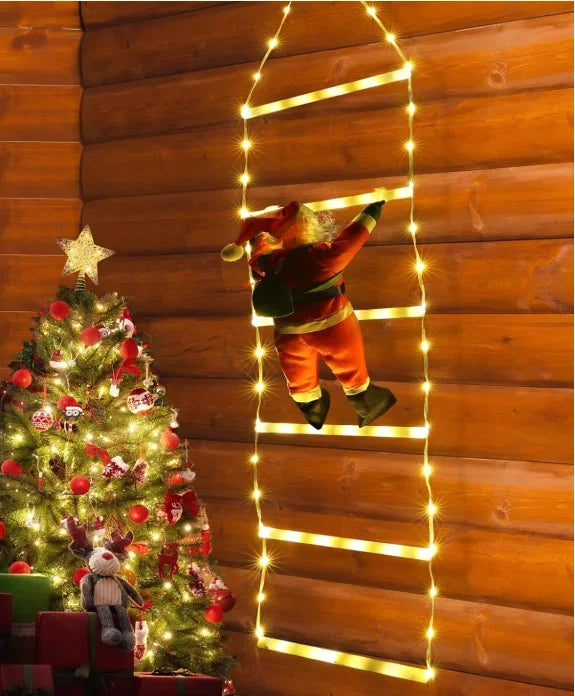 Christmas LED Santa Claus Climbing Ladder Light USB Plug 8 Flashing Mo - Usage View
