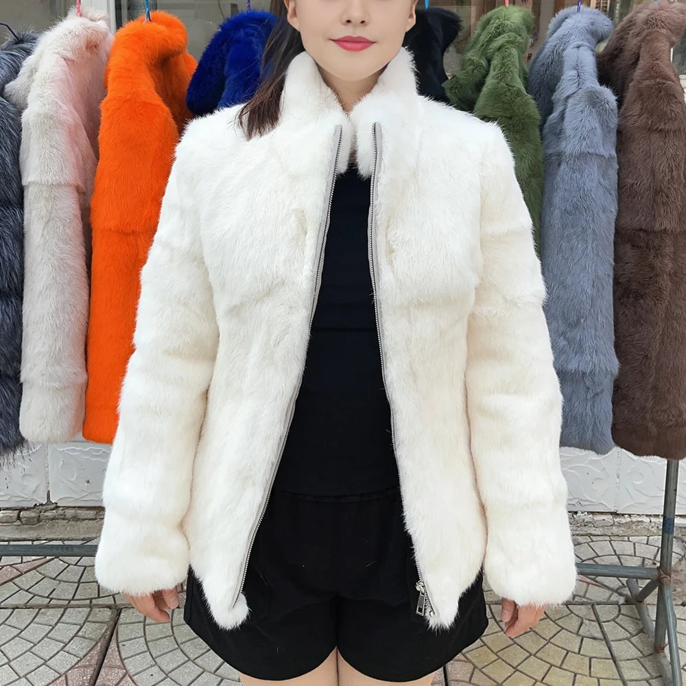 Fancy Rani Natural Rabbit Fur Coat Women Winter Jacket Real Leather And Fur Wome - View 62