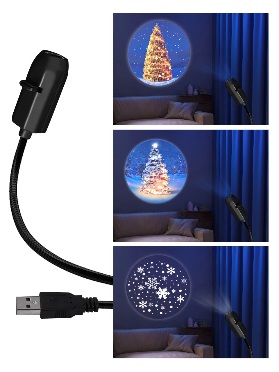 Christmas Halloween Led Projection Lamp Pumpkin Night Light Ceiling Wa - Full View