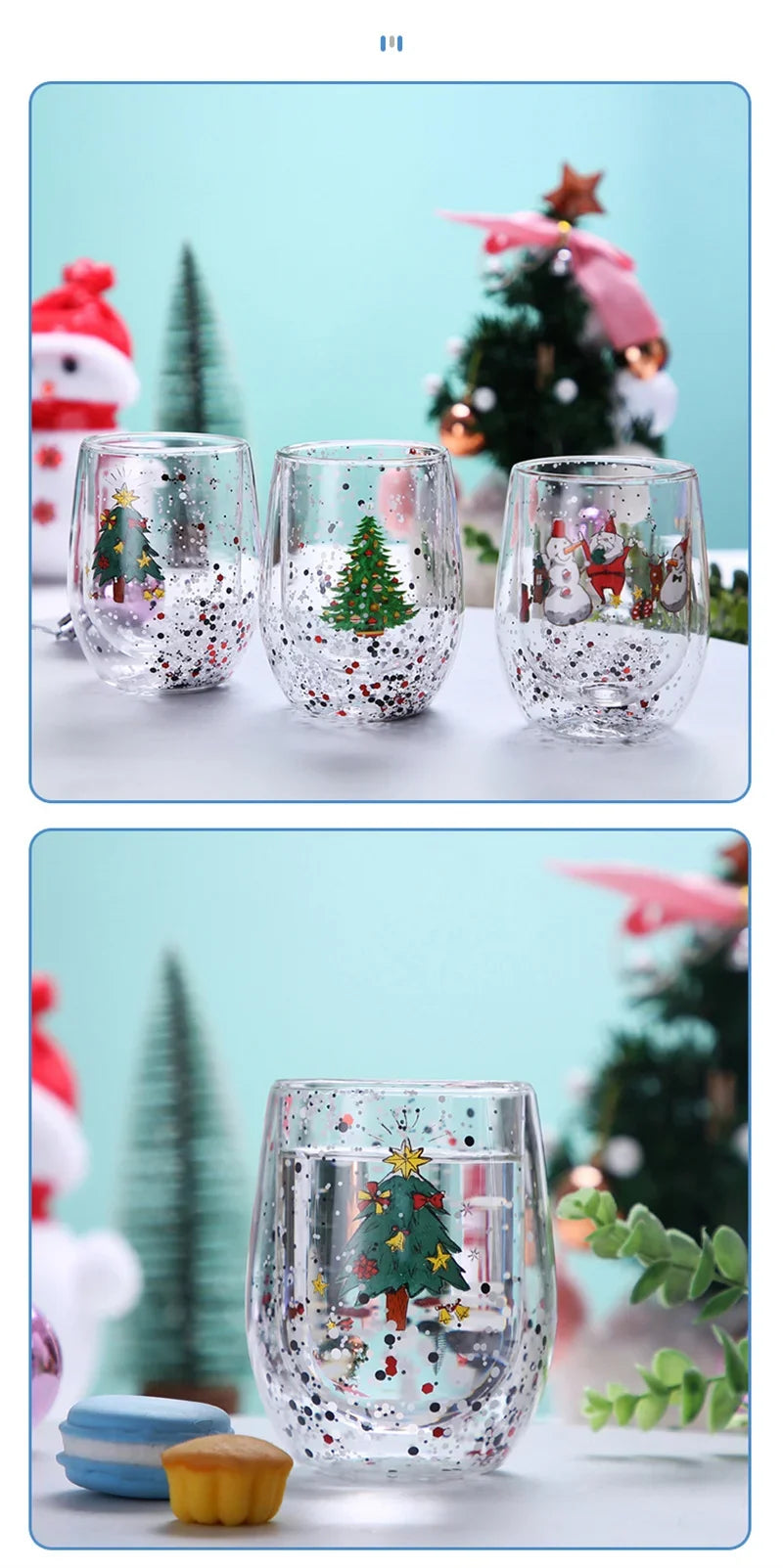 Christmas Double Wall Glass Cup Heat-resistant Water Cup Christmas Tre - Usage View