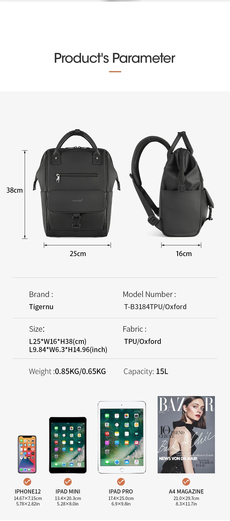 Tigernu New Ladies Casual Backpack For Women Splashproof TPU...