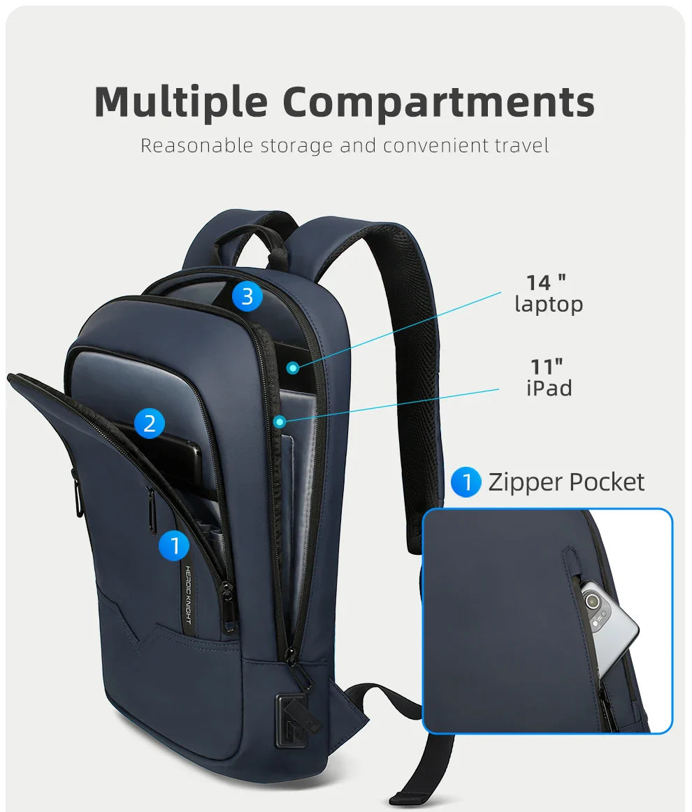 Slim Backpack 15.6" - Minimalist Business Design with USB Charging Port
