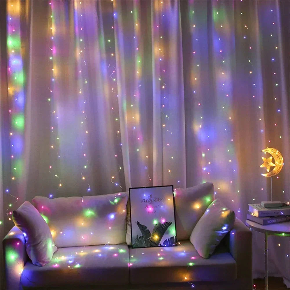 Christmas Lights Curtain Garland Merry Christmas Decorations For Home - View 17