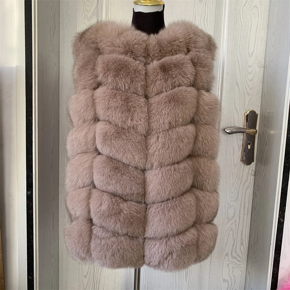 Natural fox fur vest ladies winter autumn coat warm vest made of natural fur wom - View 31