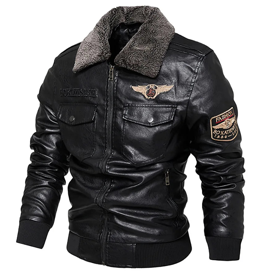 2025 Fur One Leather Coat Men Plus Velvet Autumn And Winter New Thicke - Lifestyle View
