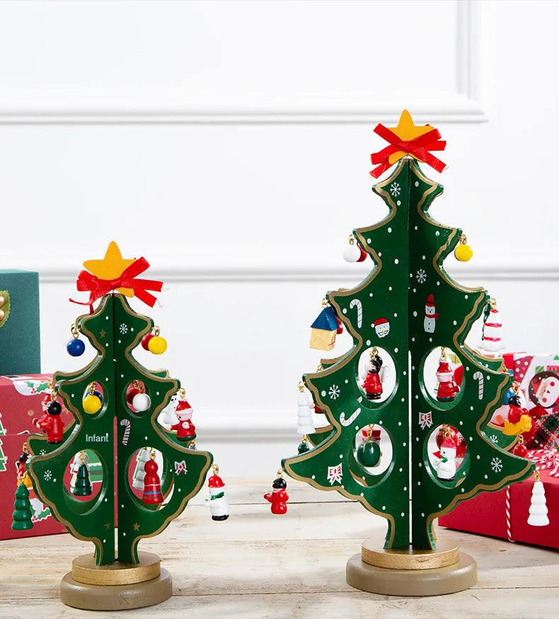 Christmas decorations small mini wooden Christmas tree DIY three-dimen - Usage View