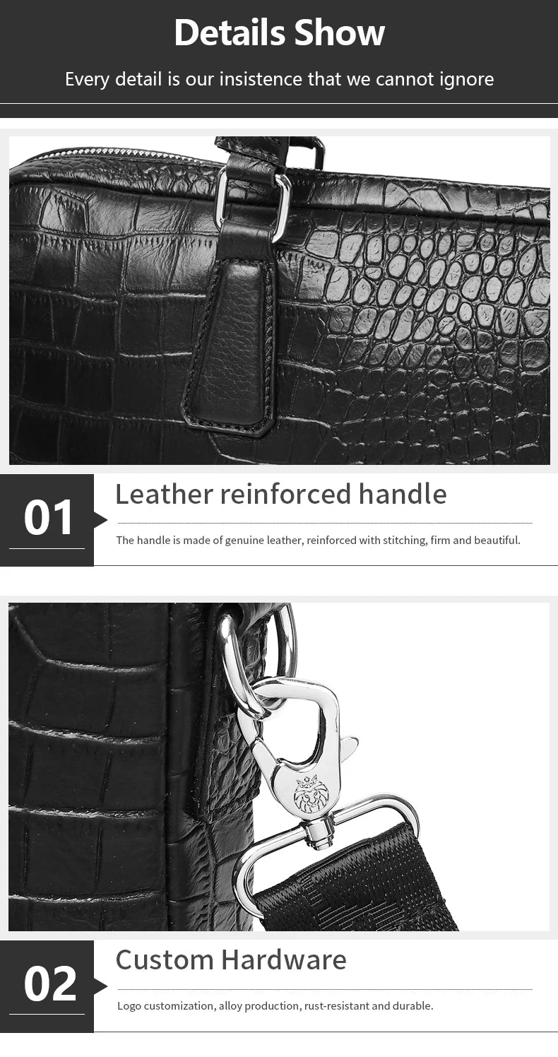 SCHLATUM Genuine Leather Crocodile Grain Briefcases Hard For Men 15.6 Inch Lapto - View 12