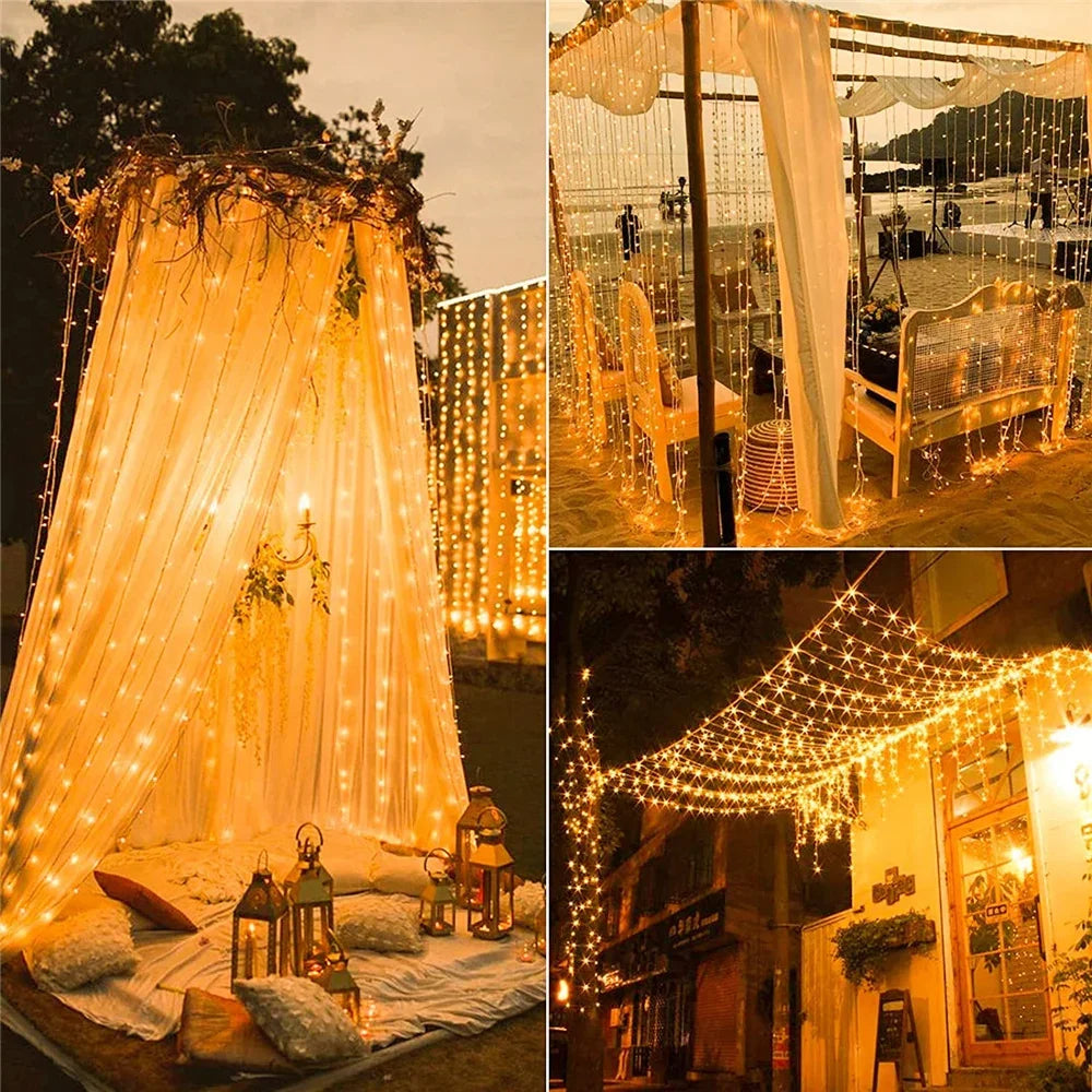 Christmas Waterfall Led Curtain Icicle Light 5M Eaves Decors Outdoor Fairy String Lights Wedding Party Patio Decor Garden ...