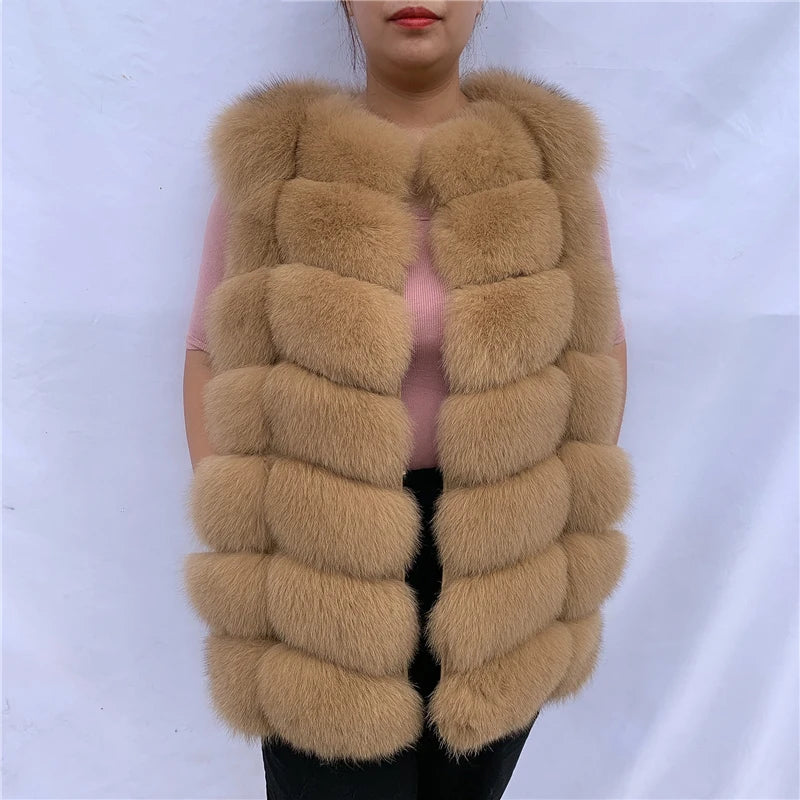 Natural fox fur vest ladies winter autumn coat warm vest made of natural fur wom - View 12