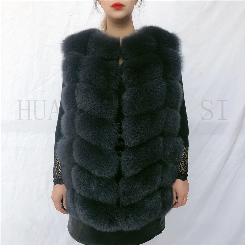 Natural fox fur vest ladies winter autumn coat warm vest made of natural fur wom - View 59