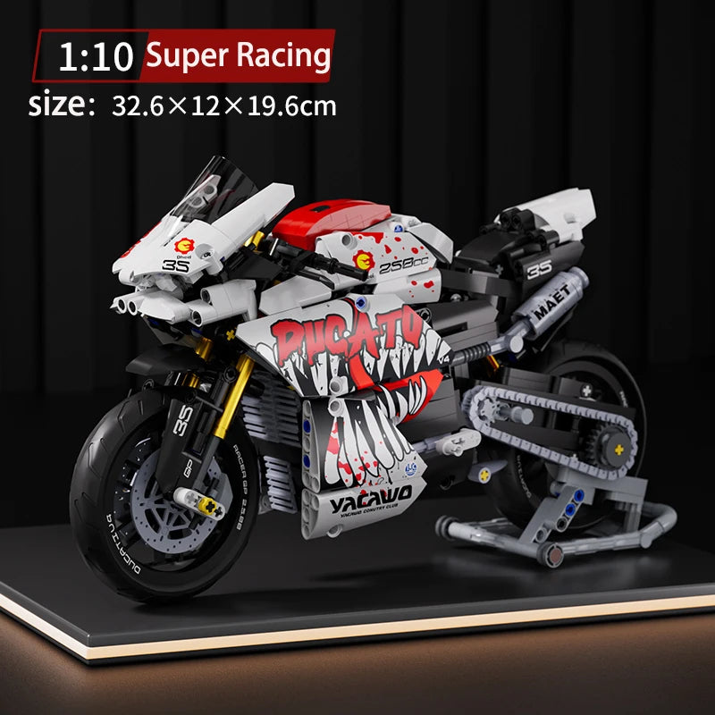 Technical V4 Motorcycle Building Blocks Set Famous Super Motorbike Model Kit Racing Bricks Kids Asse - Gallery image 20