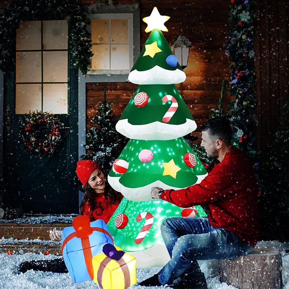 2.1M/7FT Christmas Inflatable Xmas Tree With LED Lights Outdoor Orname - Lifestyle View