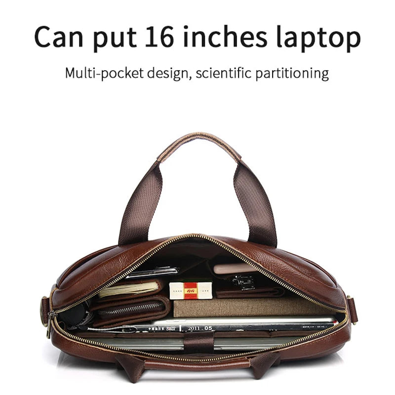 SCHLATUM Genuine Leather Briefcases Hard For Men 15.6 Inch Office Bussiness Comp - Detail View