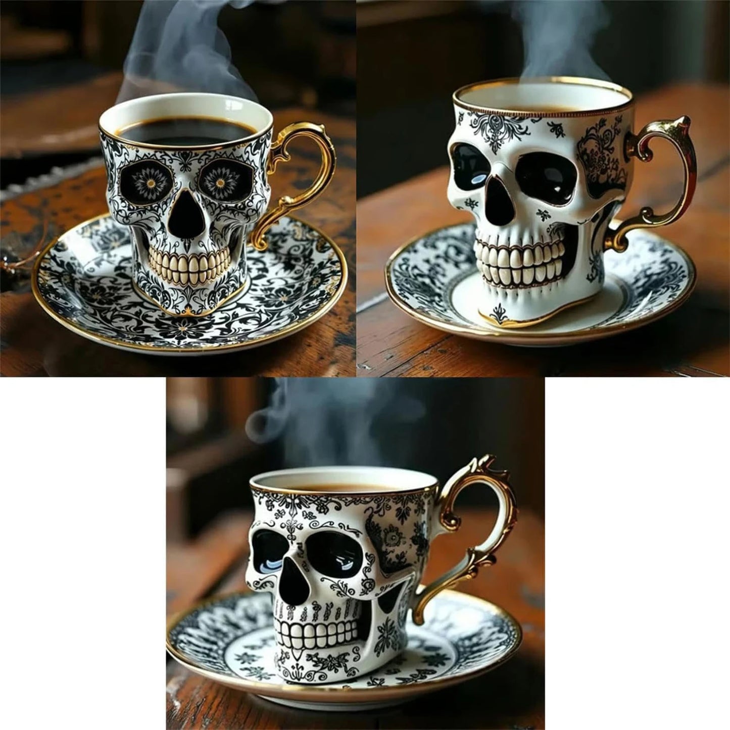 Gothic Gold-Plated Resin Coffee Mug with Dark Aesthetic Design - Unique Vampire - View 4