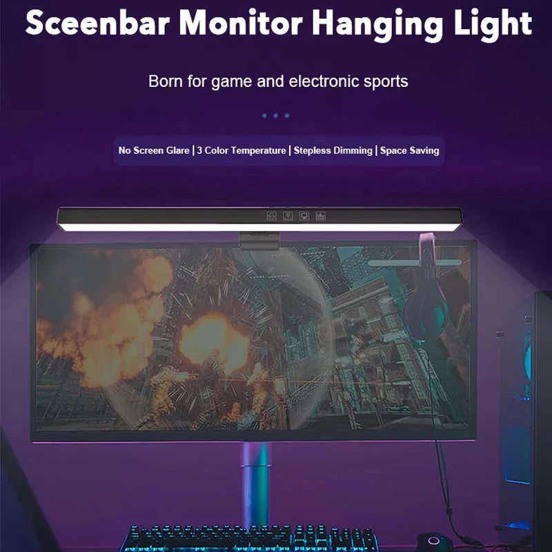 Curved Screen Hanging Light Bar RGB Desktop Background Atmosphere Lamp 3-Color E - Detail View