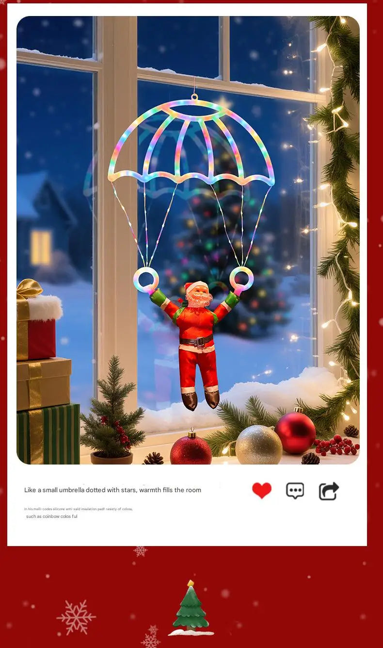 Christmas Parachute Light with Santa Claus 8 Mode Hanging Xmas Lamp fo - Feature Highlight