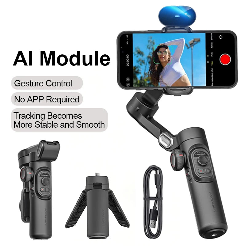 AOCHUAN 3-Axis Handheld Gimbal Stabilizer for Smartphone with Fill Lig - View 36
