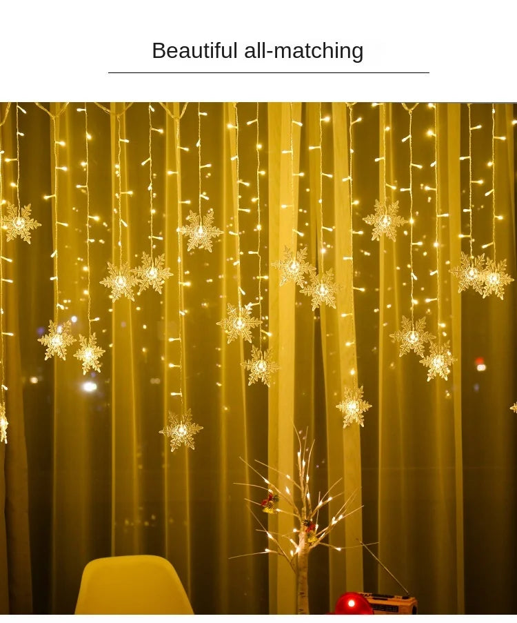 Christmas Light 3.5m Led Snowflake Garland Curtain String Fairy Lights - Alternative Angle