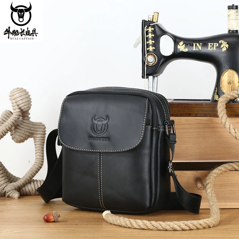 BULLCAPTAIN Leather Men's Messenger Bag Business Shoulder Bags