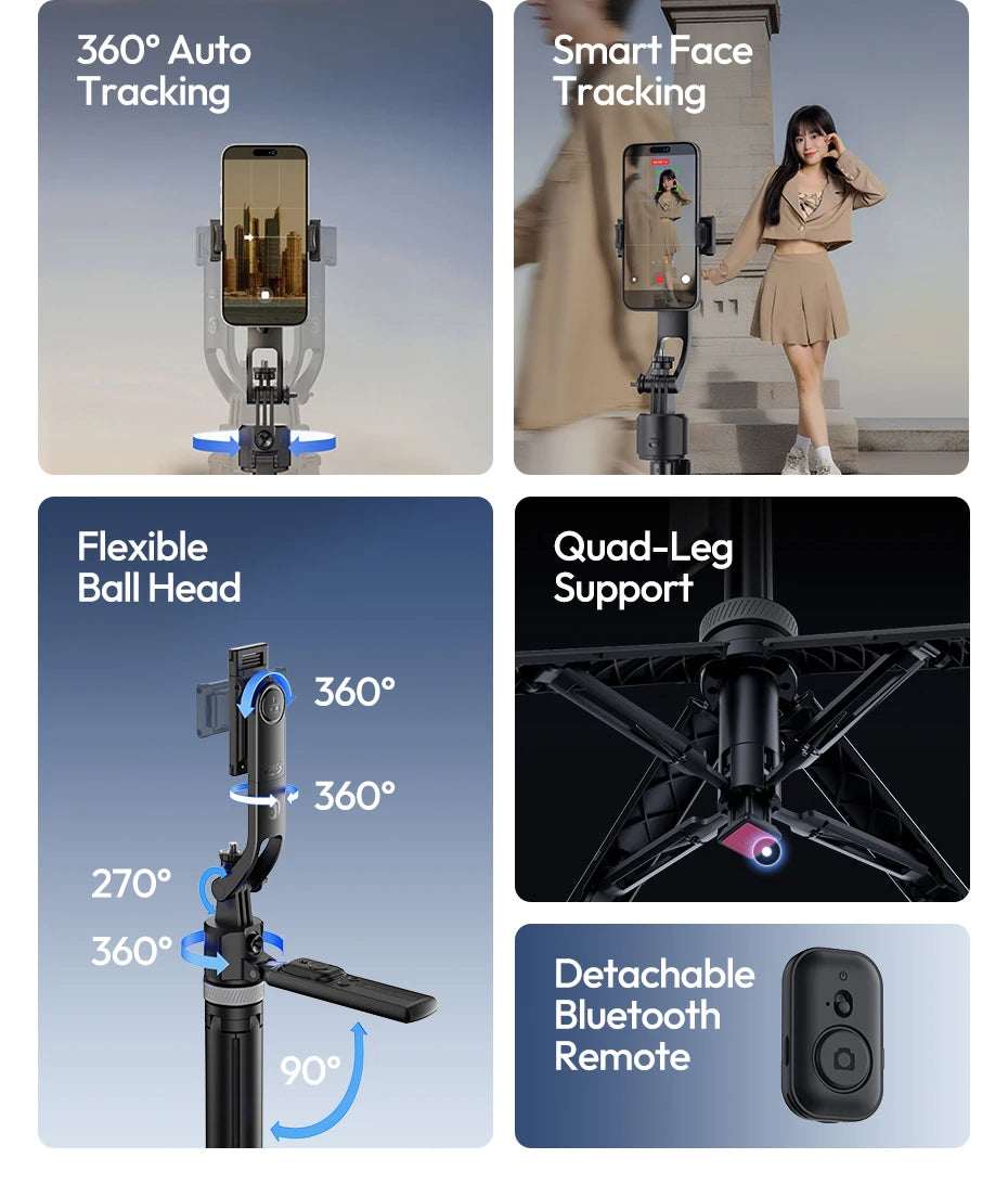 Ulanzi TT23 Auto-Tracking Selfie Stick Tripod for Travel Vlo...