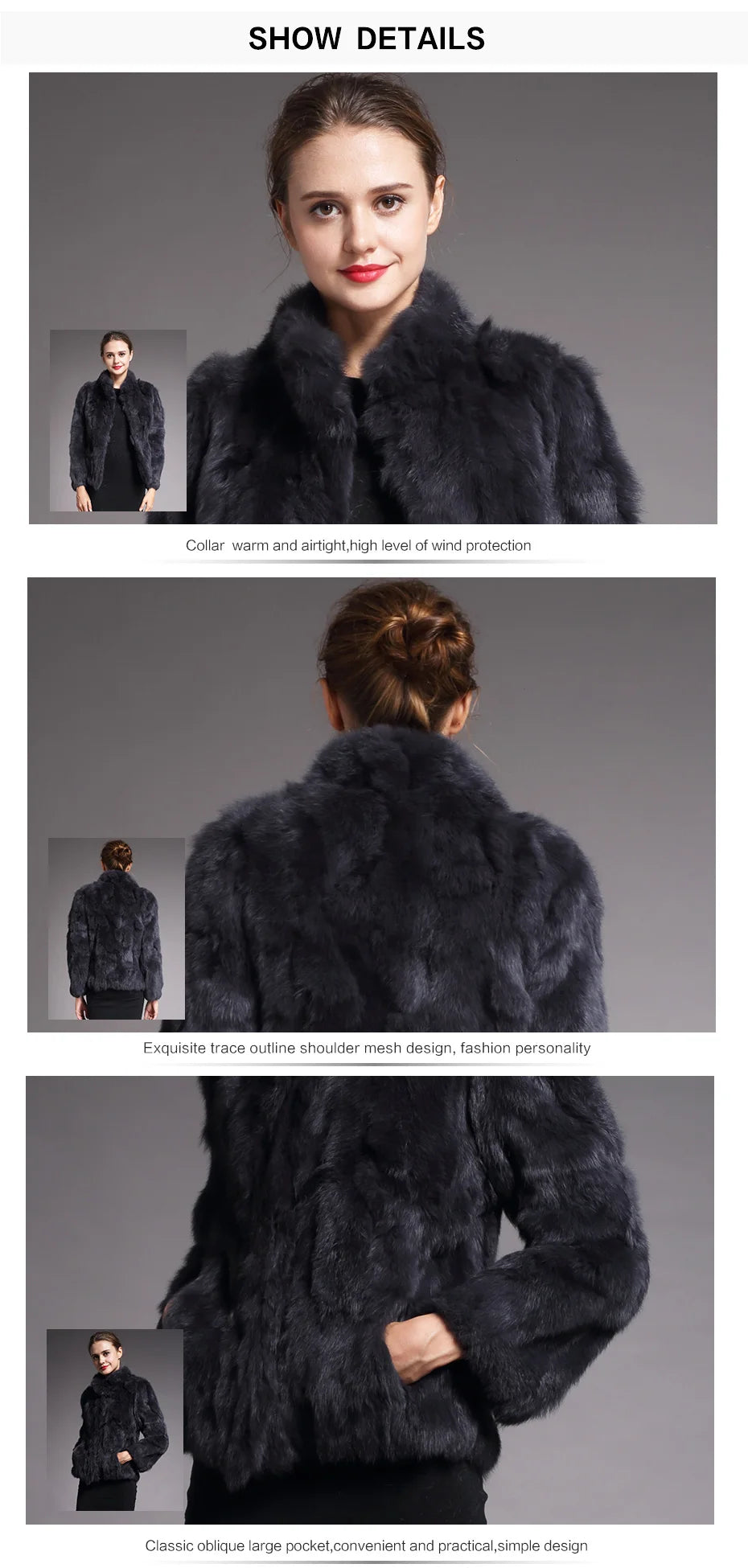 Fancy Rani Natural Rabbit Fur Coat Women Winter Jacket Real Leather And Fur Wome - View 9