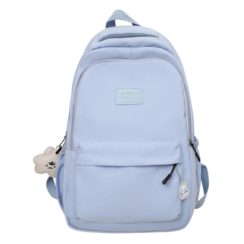 Large Capacity Solid Color Backpack for High School Students, Simple Black Trave - View 10