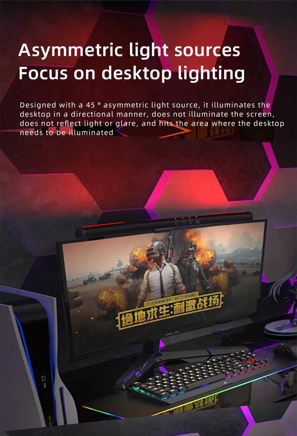 Curved Monitor Light Bar, Stepless Dimming USB Desk Lighting Lamp Applicable to - View 17